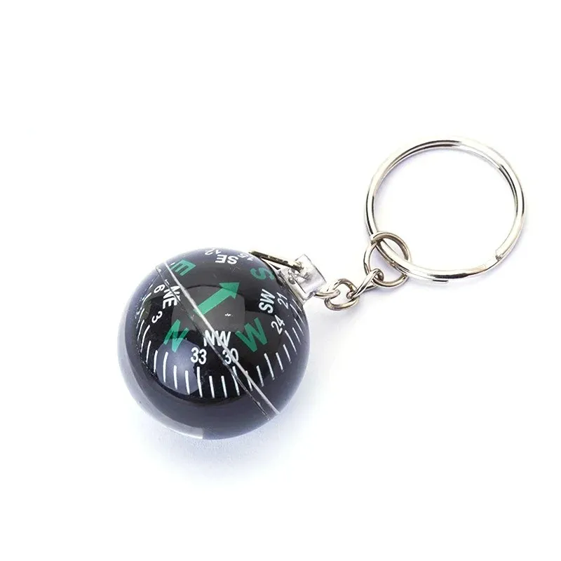 Ball Keychain Liquid Filled Compass Mini Pocket Size Lightweight Button Shape Directional Magnetic Navigator