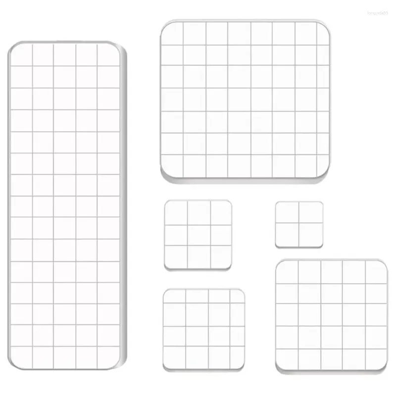 Storage Bags 6 Pieces Stamp Blocks Acrylic Clear Stamping Tools With Grid Lines For Scrapbooking Crafts Making