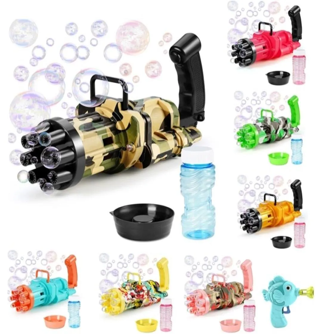2PC Kid Bubble Machine Electric Automatic Gatling Bubble Gun Summer Soap Water Bubble Maker 2in1 Bubbles For Children Children Toys 9486627