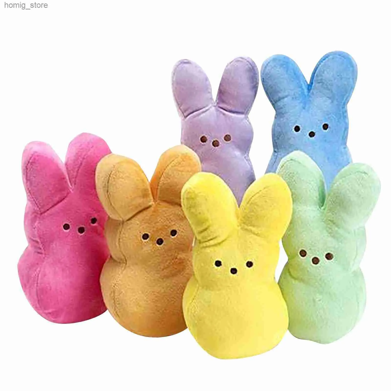 Laderas de peluche de 15 cm Peep Bunny Toya Plush Animal Star Star Start Rabbit Doll Room Desktop Decoración de almohada de Conejito de Pascua para niños Y240415