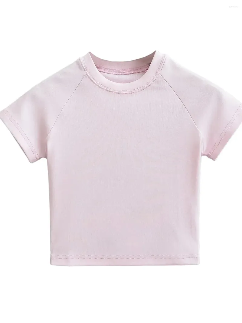 Dames t shirts korte mouwen t-shirt 2024 zomer slanke pasvorm en afslanke solid color mode sexy tees vl1u