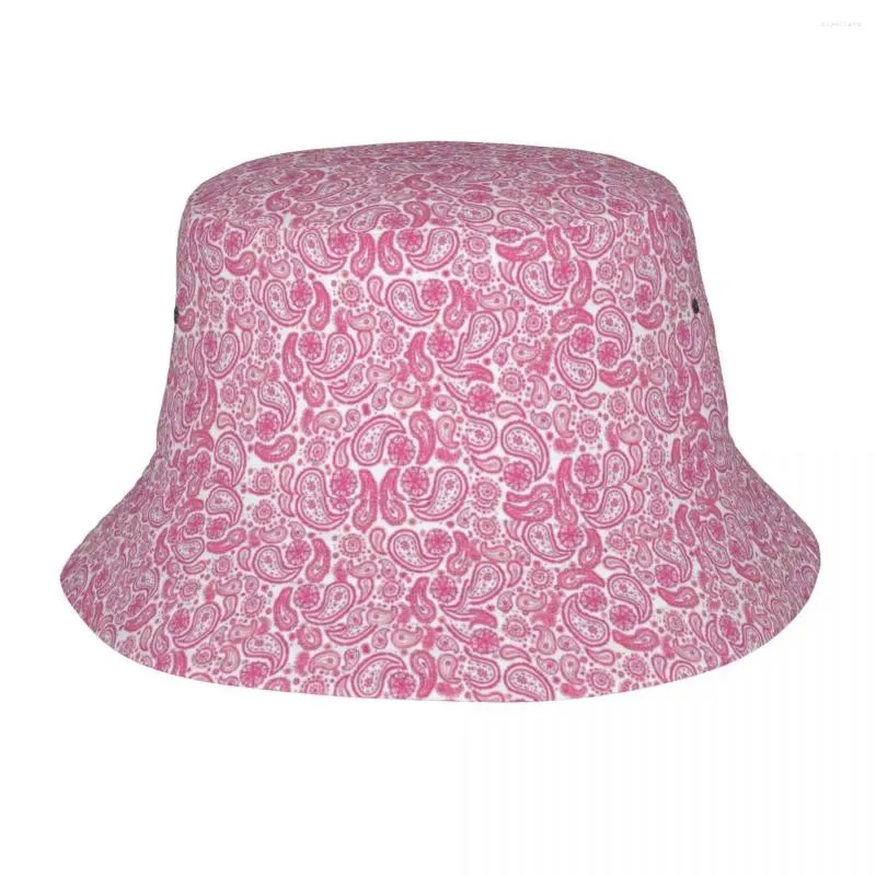 Basker rosa paisley hink hatt abstrakt konst hawaii fiskare mössor för män kvinnor avslappnad semester sol hattar andas grafisk mössa
