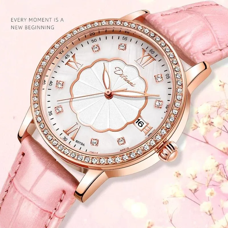 Montre-bracelets Tourbillon Automatique mécanique Watch for Women Femmes étanche de la coque en perle lumineuse Sports de calendrier incrusté de diamants