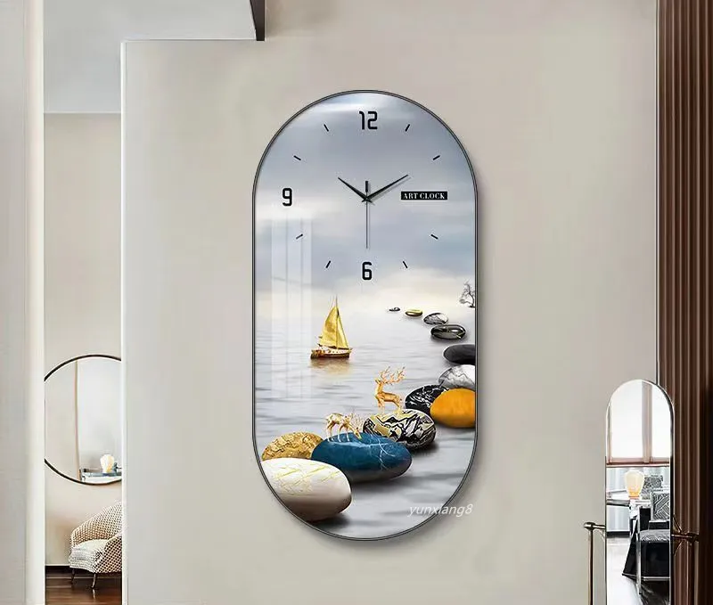 Horloges murales en porcelaine cristal Luxury grand salon moderne ménage de maison peinture décorative décor silencieuse-40 * 80cm