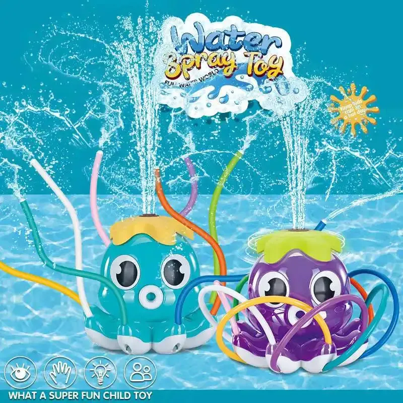 Outdoor Water Sprinkler Baby Toys Cartoon Octopus Backyard Garden for Children 3 4 5 6 7 Year Bath Toy 240415