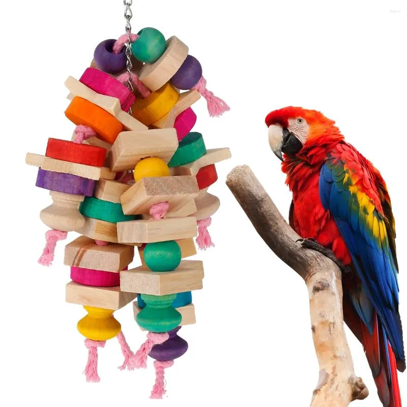 Andere Vogelversorgungen Papageienkauen Spielzeug hängen Bissholzblöcke Käfig Spaß Spielzeug zum Kauen des Kletterns beißenden Knoten
