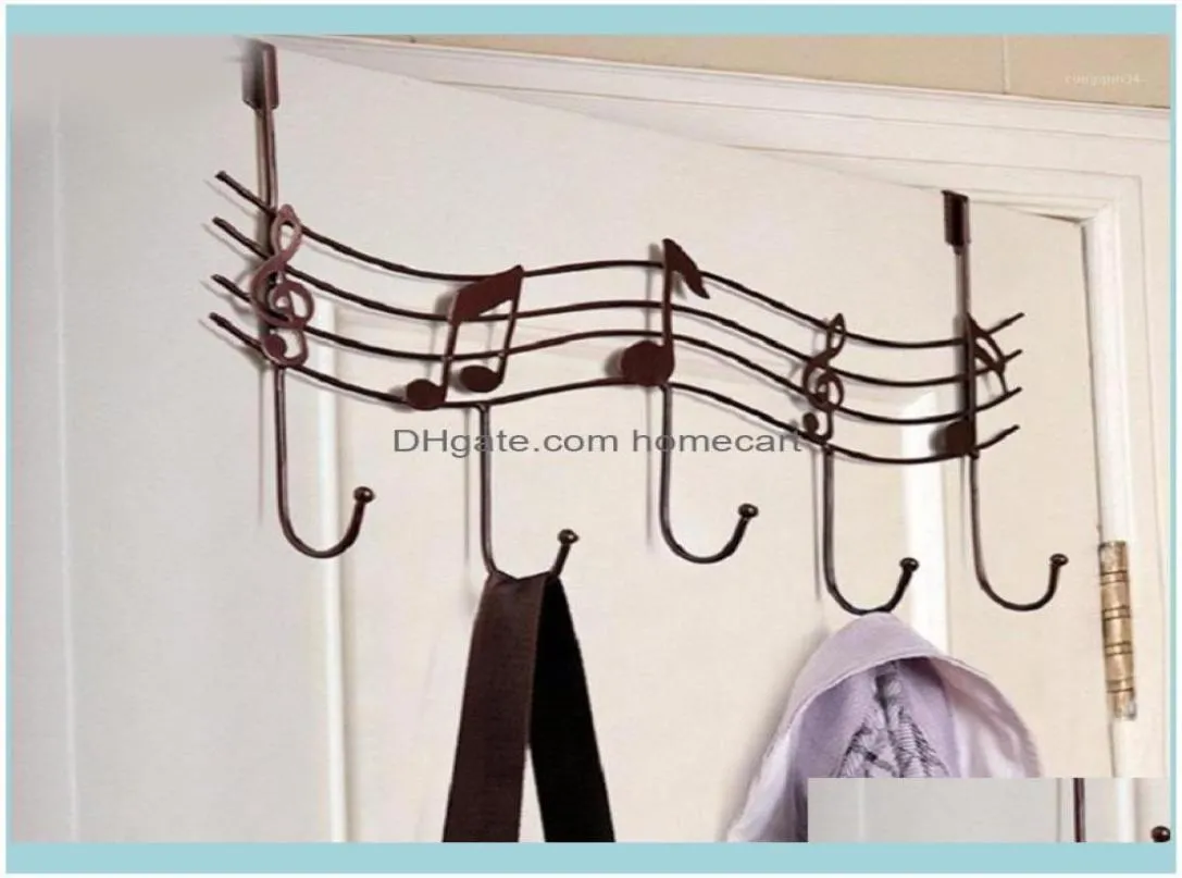 Rails Storage Housekeeping Organization Home GardenWavy Musical Notes 5 Hooks Wall Mounted Coat Rack Clother Door Hanger Elegant8399704