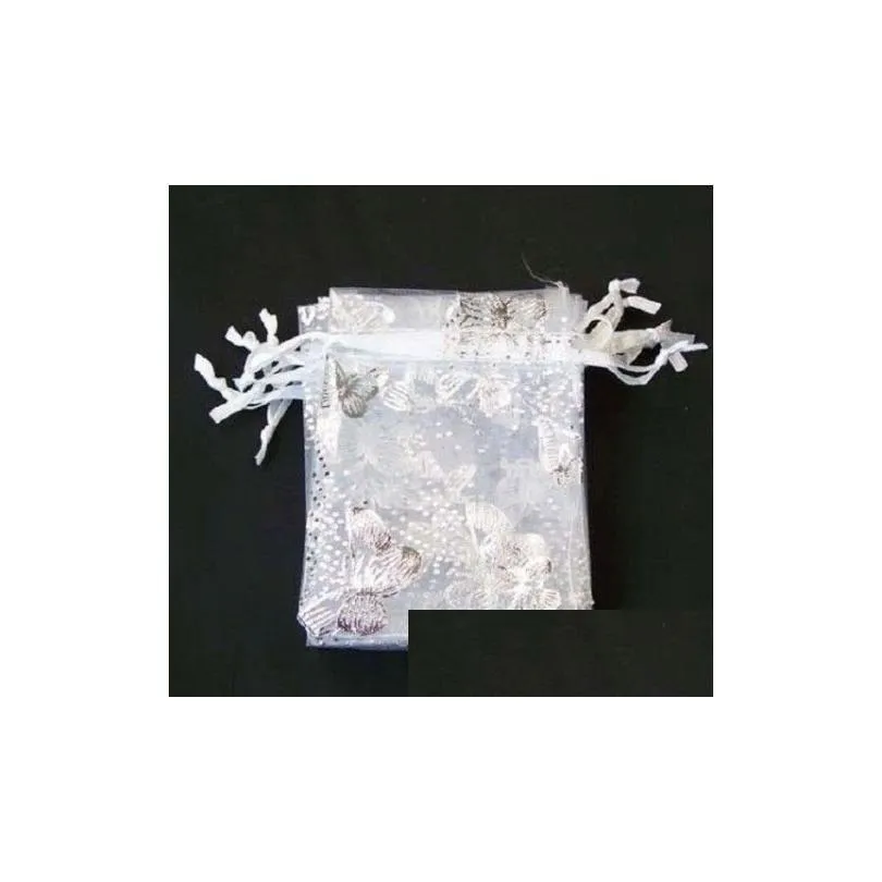 Sacs de sachets de bijoux Sachets 20x30cm 100 PCS BATTE BLANC Organza Bagure cadeau de bijoux de mariage 70x90 mm Livraison de la fête juif Pa Dhofe