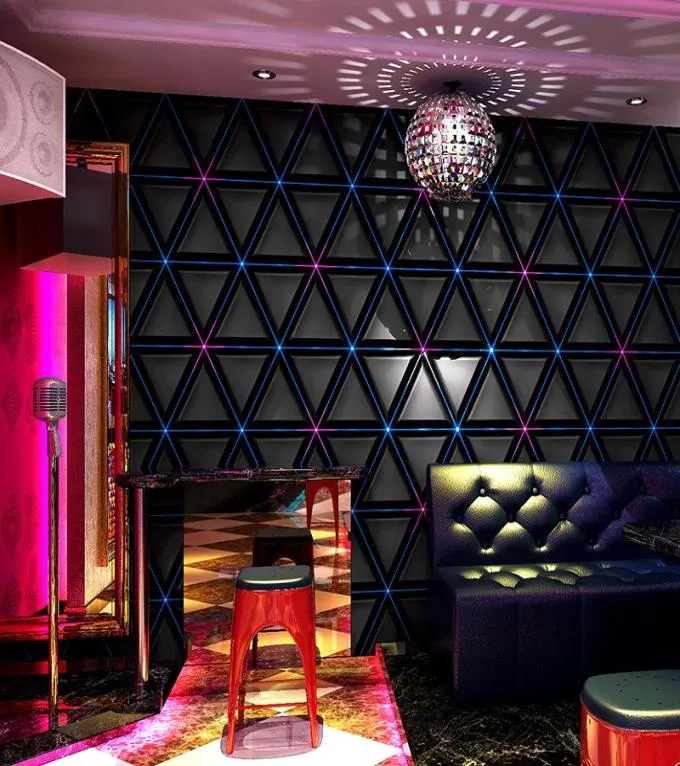 Wallpaper Luxus 3D Geometrische schwarze Tapete KTV Room Moderne Bar Night Club Dekorative wasserdichte PVC Wallpapier P1079407046