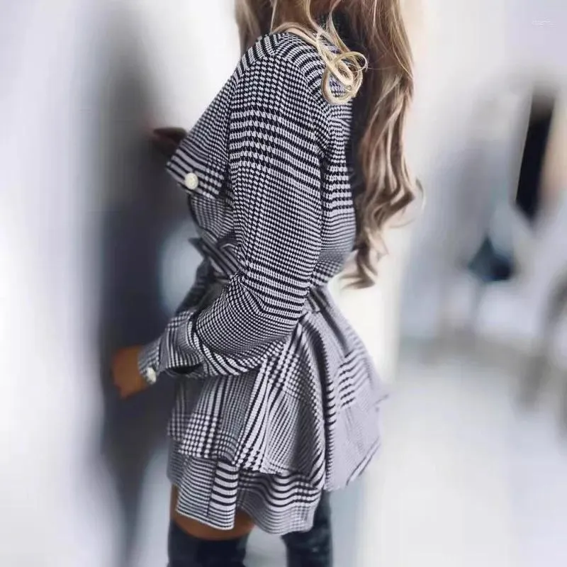 chinese dress ladies Plaid Lace-Up Mini Dress – Holy Thrift