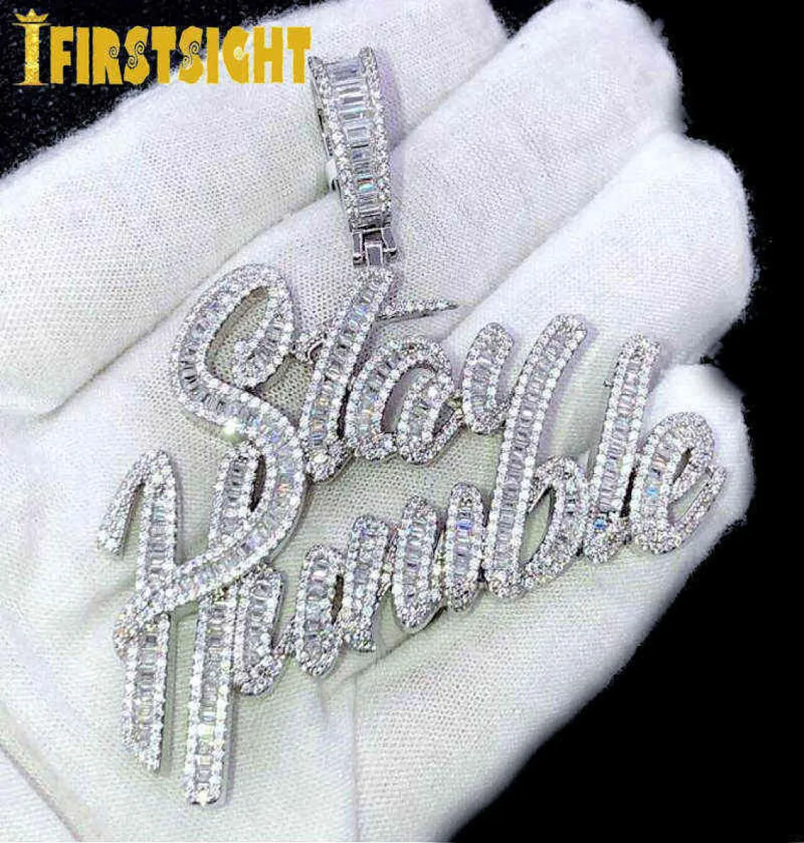 Iced Out Bling Full CZ Zircon CZ Letter Stay Humble Pendant Necklace Gold Silver Color Letters Charm Men Fashion Hiphop Jewelry 226927928