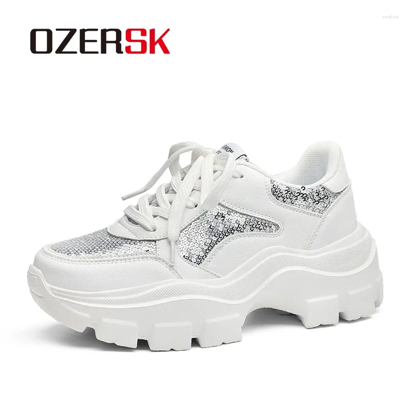 Casual Shoes Ozersk Fashion Women Microfiber Leather Lace Up Mesh Breattable Sneakers Athletics Sport Running Storlek 35-42