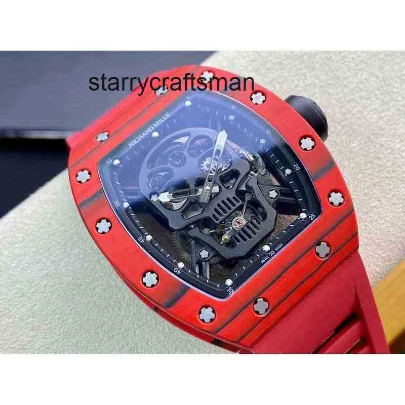 Mężczyźni Watch Watch Mechanical RM052-01 Superclone Barrel Straintwatch Active Tourbillon RM52 Real Man Tourbillon Skull