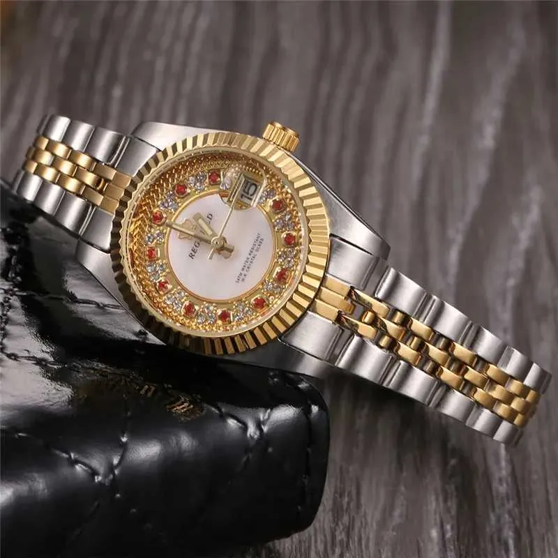 DHgate Reginald Watch Luxury Fashion Green Face Diamond Watch for Women Stainless Steel Auto Date Quartz Ladies Watch Watches
