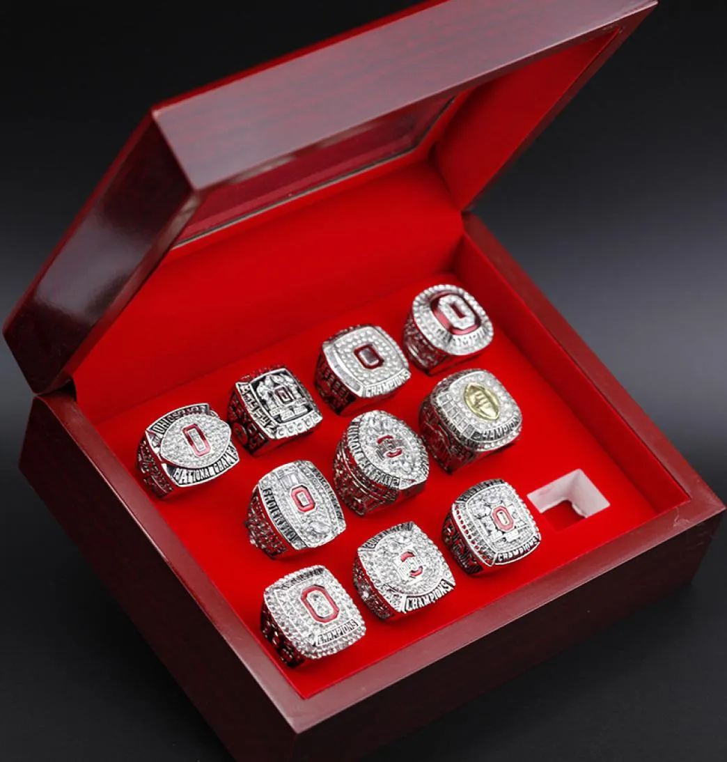 10pcs Ohio State Buckeyes National Ship Ring Set Solid Men Fan Fan Dift Wholesale Drop Shipping8993438