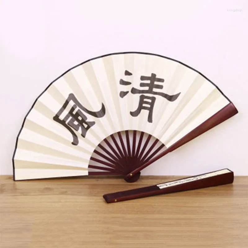 Decorative Figurines Retro Folding Silk Fan For Men Chinese Style Pocket Bamboo Handle Hand 1Pc 2024