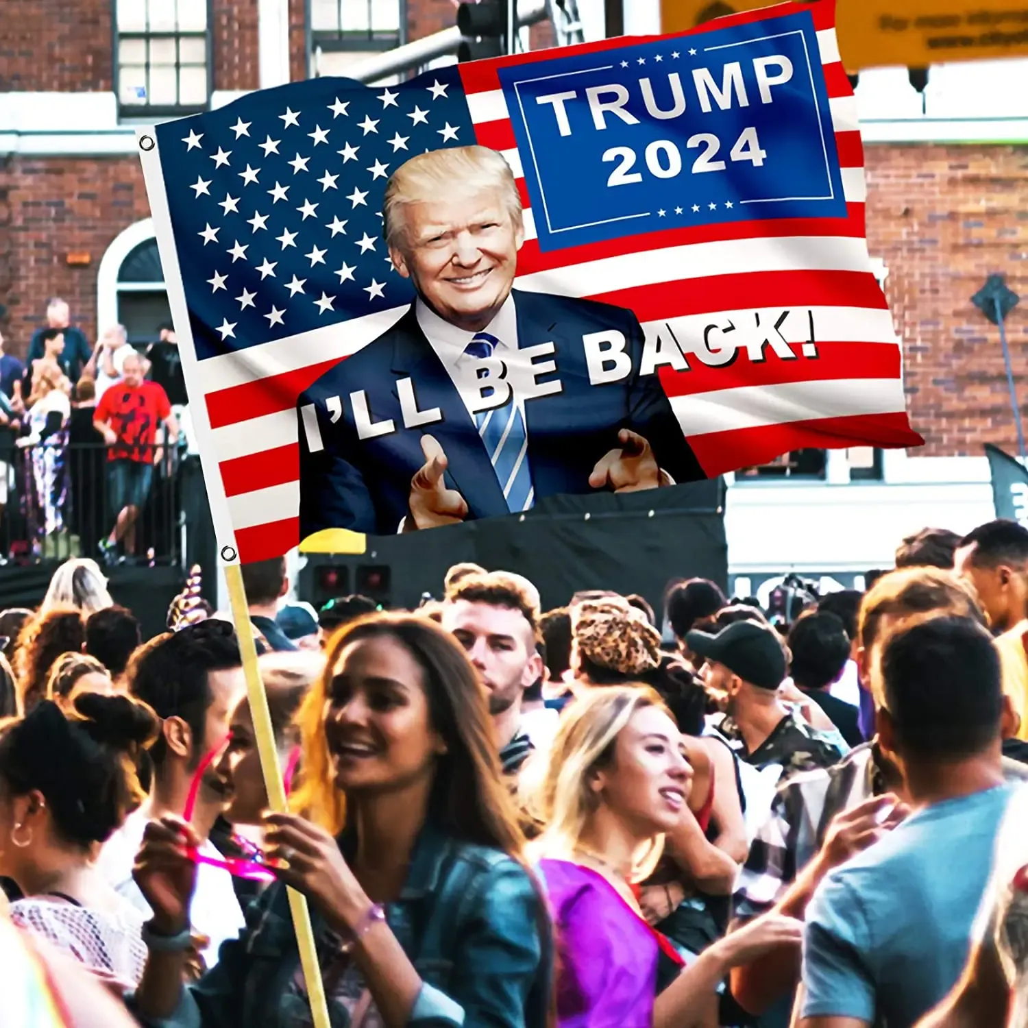 3X5ft Trump Flags 2024 Trump 2024 Presidential Election I Will Be Back Donald Flag with Brass Grommets 150cmX90cm 0408