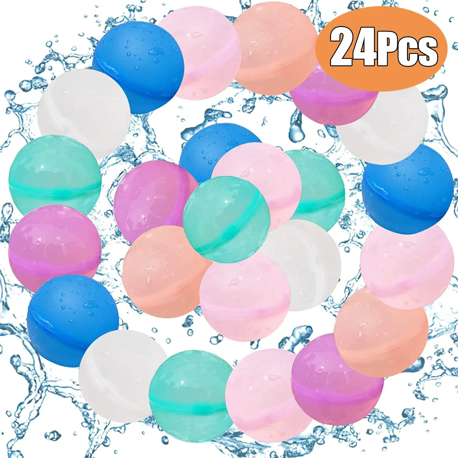 24pcs por atacado Bolas de água reutilizáveis para adultos crianças crianças piscina de verão Silicone Water tocando brinquedos aquáticos jogos de balões 240408