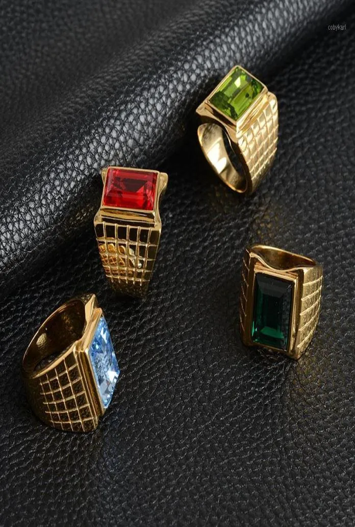 Cluster anneaux de haute qualité en titane en acier inoxydable pour hommes femme raideur en pierre colorée anneau 24k gold couleur mariage 2021 16734237