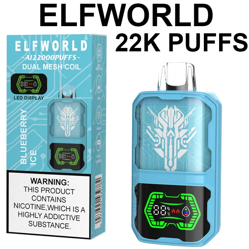 100% authentische ElfWorld Puff AI 22000 Puffs Einweg -Vape -Stift -Zigaretten -Kits 0% 2% 5% 5% 26 ml vorgefüllte wiederaufladbare 15 -Color -DHL Free 22K Puff 22000