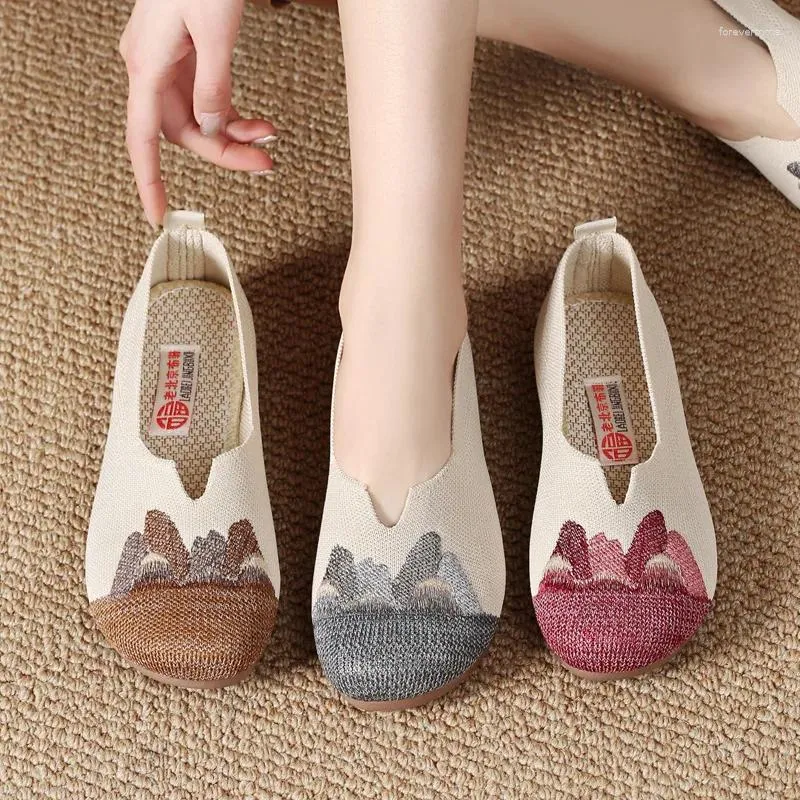 Casual Shoes 2024 One Step Soft Sole Anti Slip Mom For Middle And Elderly Women's Flat Single Women