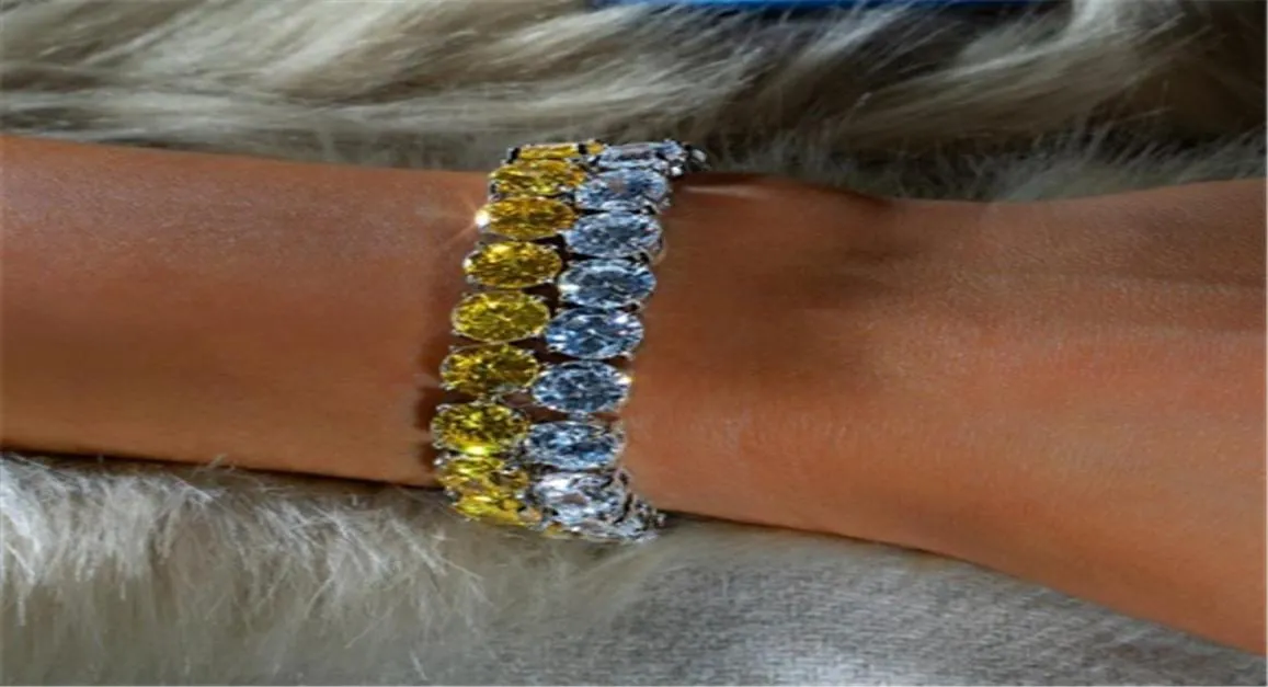 Роскошный теннисный браслет серебряный желтый золото, заполненные 8 -мм алмазные свадебные браслеты для женщин для женщин хип -хоп браслет5721694