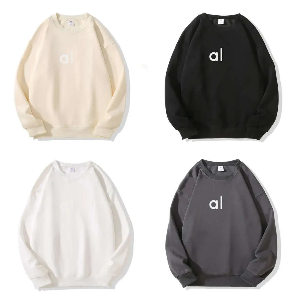 AL WOMEN YOGA OUTFIT完全に特大のスウェットシャツセータールーズロングスリーブクロップトップトークアウトクルーネックブラウスジム