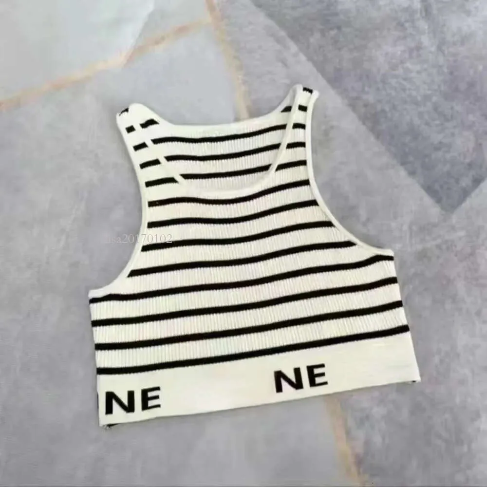 Summer Knitted OP22 Striped Letter Webbing Vest Spice Girl Outer Wear Sports Suspender Top