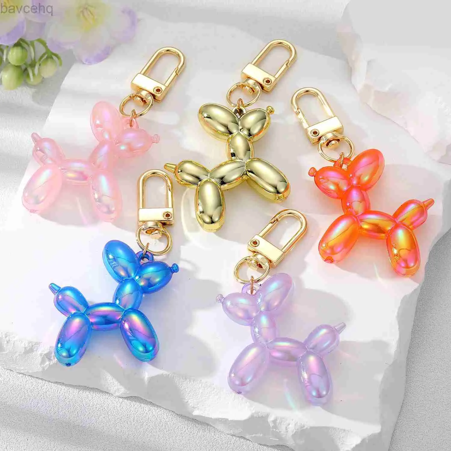 Keychains Lanyards 2023 Cartoon Animal Balloon Dog Par Keychains nyckelring för kvinnor Män Söt Pet Puppy Bag Key Esthetic Keychain Accessories D240417