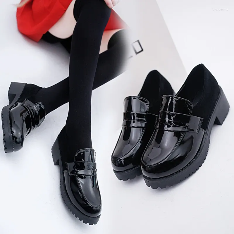 Dress Shoes Japanese Lolita Harajuku Women's Shoe Cosplay College Style Uniform Jk Female Anime Mid Heel Pu Loli Student Goth