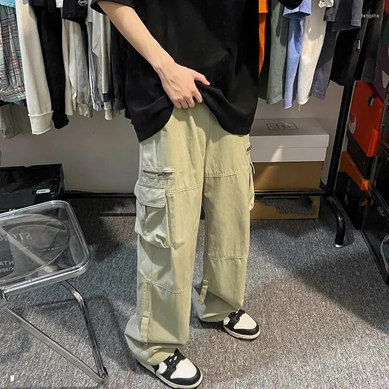 Herenbroek Harajuku Mens Cargo baggy hiphop casual elastische taille muti zakken streetwear broek