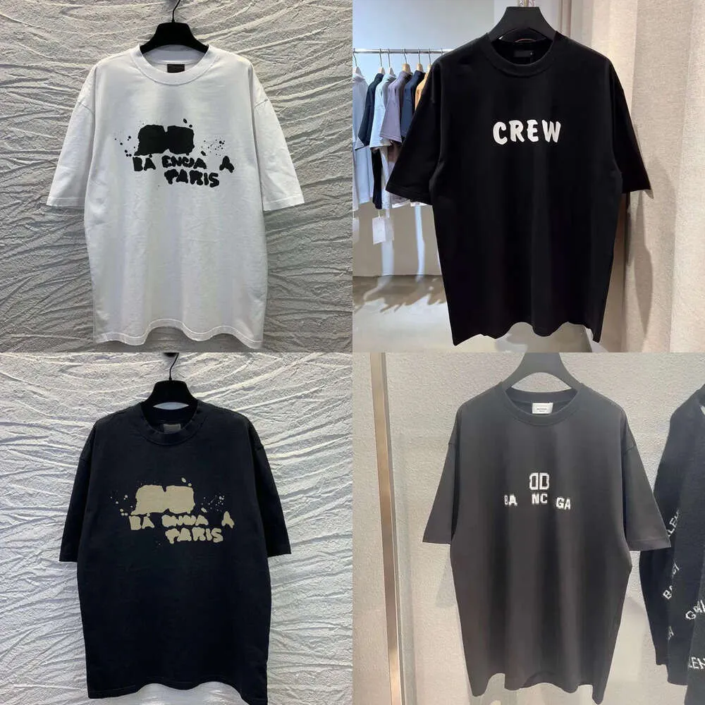 Crew French Brandhed Shirts Paris imprimer des vêtements de mode MANS WEMPRE DES FEMELS IRRÉGULULITÉ LE PAIR GRAPHIC Cotton Quality Vêtements à manches courtes