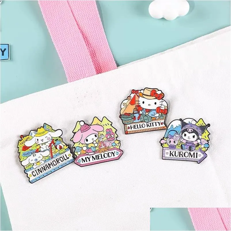 Accessori cartoni animati ragazza kuromi gatti melody campeggio smalto per pin simpatici film giochi duri raccogli bocconcini con cappello da cappello da cappello da cappello da cappello da cappello da cappello da cappello da cappello da zaino bavano dro dhlfq