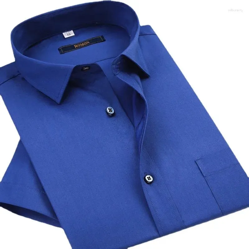 Men's Dress Shirts Pure Blue Summer High Quality Cotton Fashion Male Plaid Formal Casual Men Shirt Short Sleeve Super Large Plus Size M-9XL