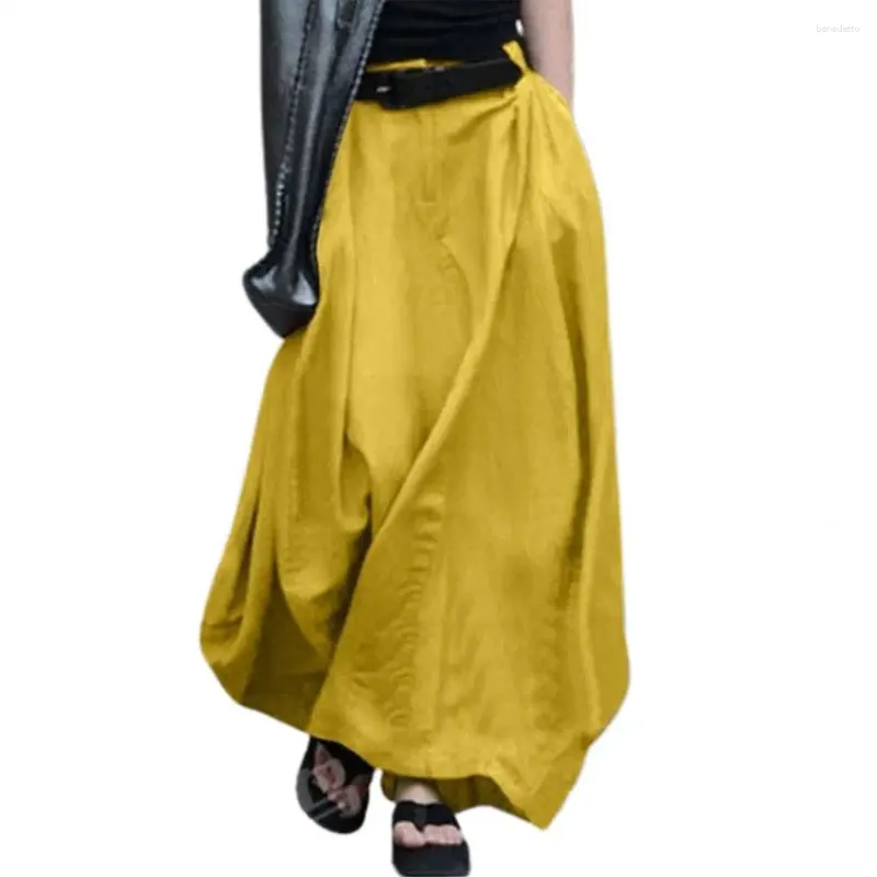 スカート2024ビンテージサマー女性ハイウエストソリッドパーティースカートメスビーチマキシコットンロングイブズサイズ3xl a-line