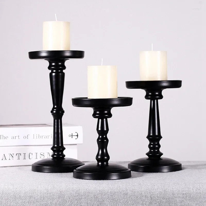 Promotion des bougeoirs!3pcs Colonnel Black Holder Metal Great Decoration for Family Wedding Anniversary Party