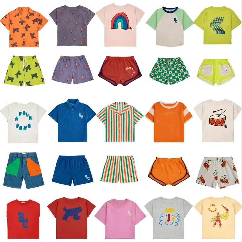 Bobo 2024 Summer Kids Girls Setts Cartoon Kids Forts and Shorts Suits для девочек печатные модные мальчики наряды 240403