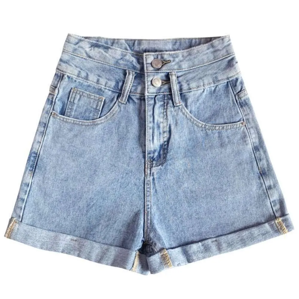 High New Waist Denim Shorts With Cotton Women S Super High Waist Loose And Slimming Summer Instagram Curled A Line Wide Leg Pants uper limming ummer