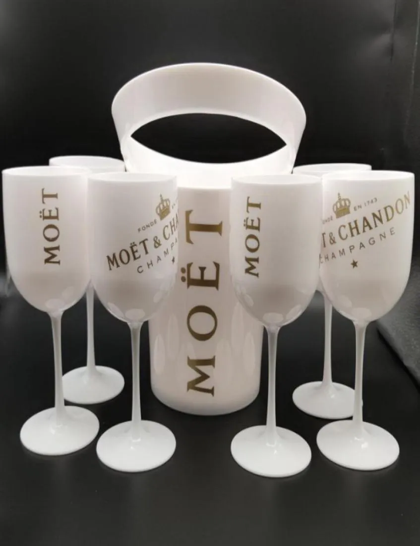 Ice Buckets And Coolers with 6Pcs white glass Moet Chandon Champagne glass Plastic4002077