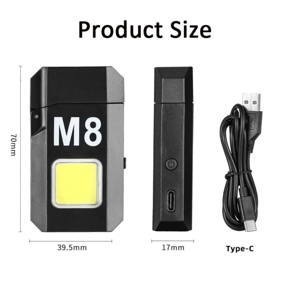 Tungsten Wire Flameless Lighter Mini Outdoor Windproof Lighter Portable Type C Rechargeable Lighter Work Light Gift for Men