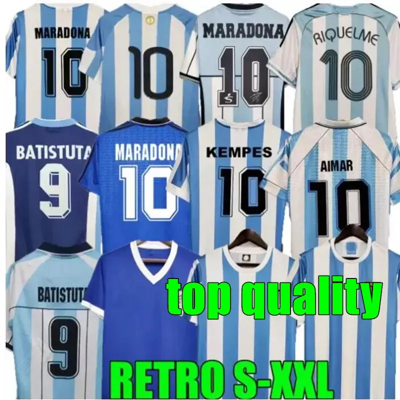 1998 Argentyna retro koszulka piłkarska 1986 1993 1994 1996 1997 2000 2002 2006 2016 Koszulki futbolu w stylu vintage długie rękawy Maradona Lopez Batistuta Riquelme