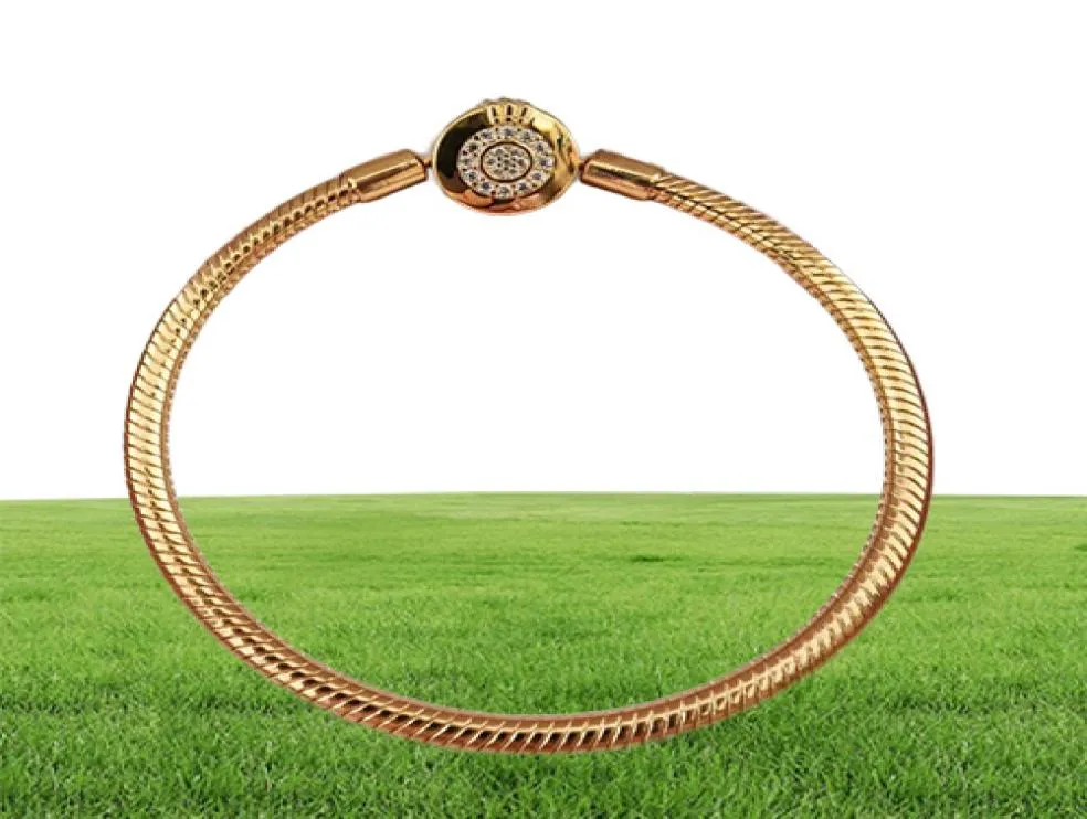 Браслет с золотым покрытием Shine Sparkling Crown O Face Fashion Bracelet Fits для европейских браслетов Charms and Beads1828030