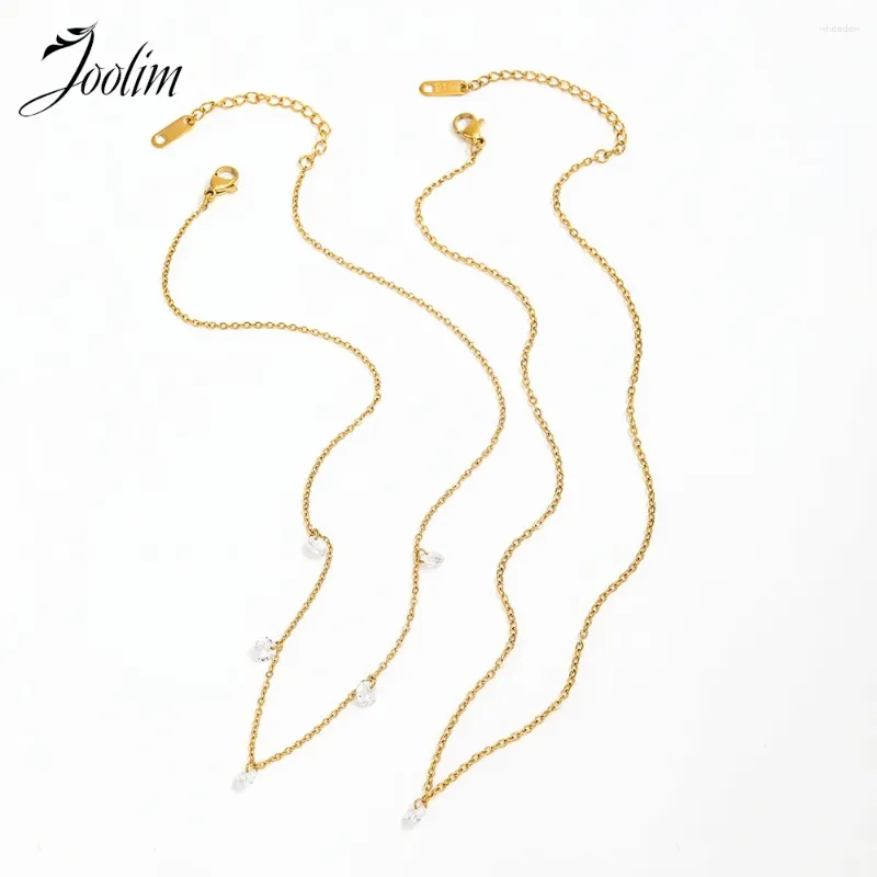Chaines Joolim bijoux en gros impermétrique Fode Fode Fashion Elegant Vintage Shell Pave Pendant Collier en acier inoxydable pour les femmes