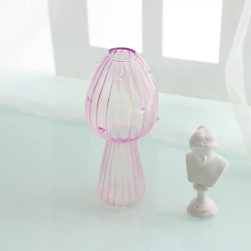 花瓶シングルステム花瓶自宅装飾植物の伝播ステーションのためのユニークなマッシュルームガラスプランター愛らしい女性