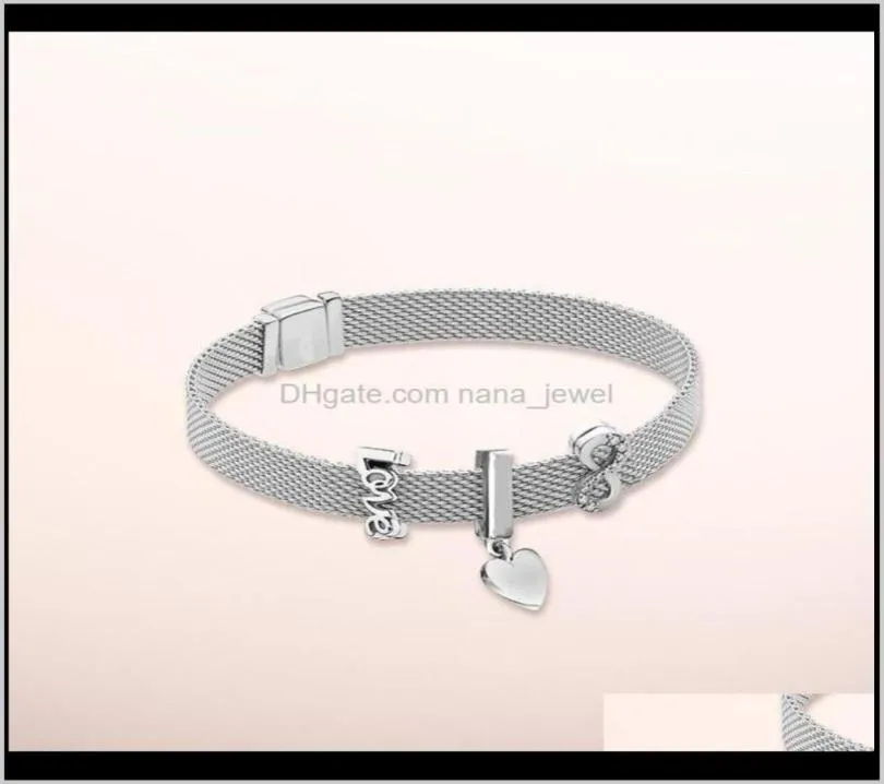 Bracelets 925 Sterling Sier Rose Logo Reflection Crown Clip Eternal Charm For Style Bracelet Set Rvlem Btzuj24123537874974