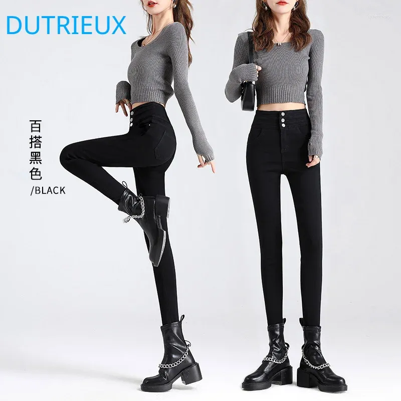 Jeans féminins Dutriobs 2024 Fashion printemps All-Match Slim Strum Stretch High Quality