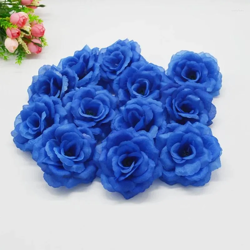 Fleurs décoratives yoshiko 10pcs tissu bleu marine rose rose artificielle bricolage fleur couronne bouquet bâtons branches fleuriste artisanat