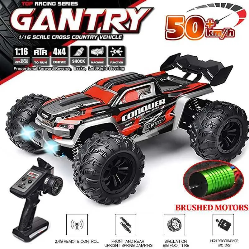 Auto modello di Diecast Scy 16102 1 16 50 km/h Auto a quattro ruote motrici RC con remoto leggero a LED CHILDRENS Monster Drift Monster Auto VS WLTOYS 144001 Toy J240417