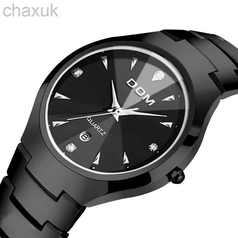 Wristwatches Relogio Masculino DOM 698 Real 100% Tungsten Steel Men Watch Quartz Luxury Casual Diamond Male Wrist Dress Waterproof d240417