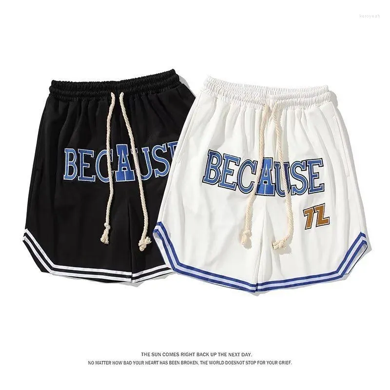 Shorts masculinos Marca de rua européia e americana Feminino Y2K Fashion Letter Impressão de tricotamento de trituramento Sweats tamanho de tamanho grande